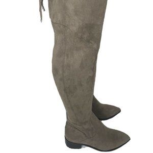 marc fisher Yuna over the knee taupe tie top boot